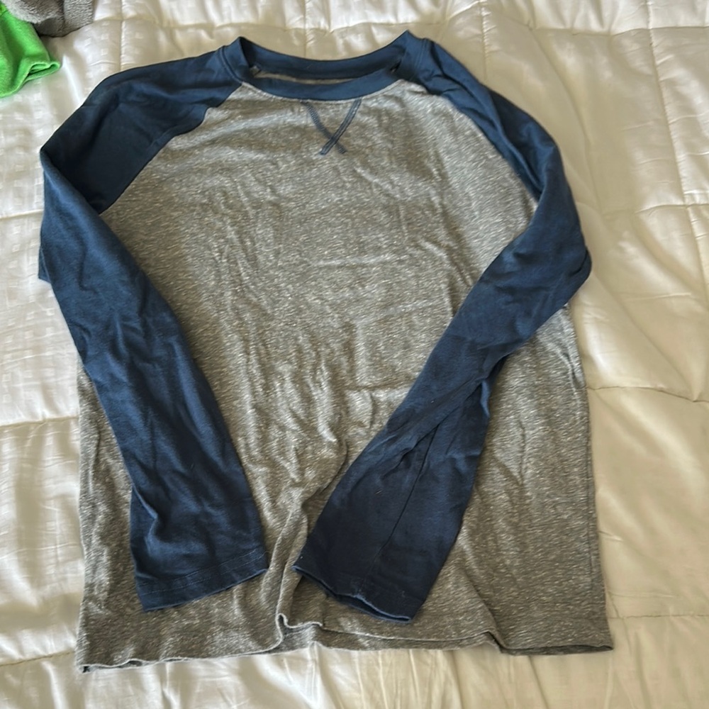 Gray and Blue Long Sleeve Shirt